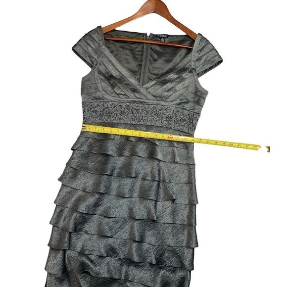 𝅺LE Chateau Metallic Grey Ruffled Formal Dress - Picture 8 of 10